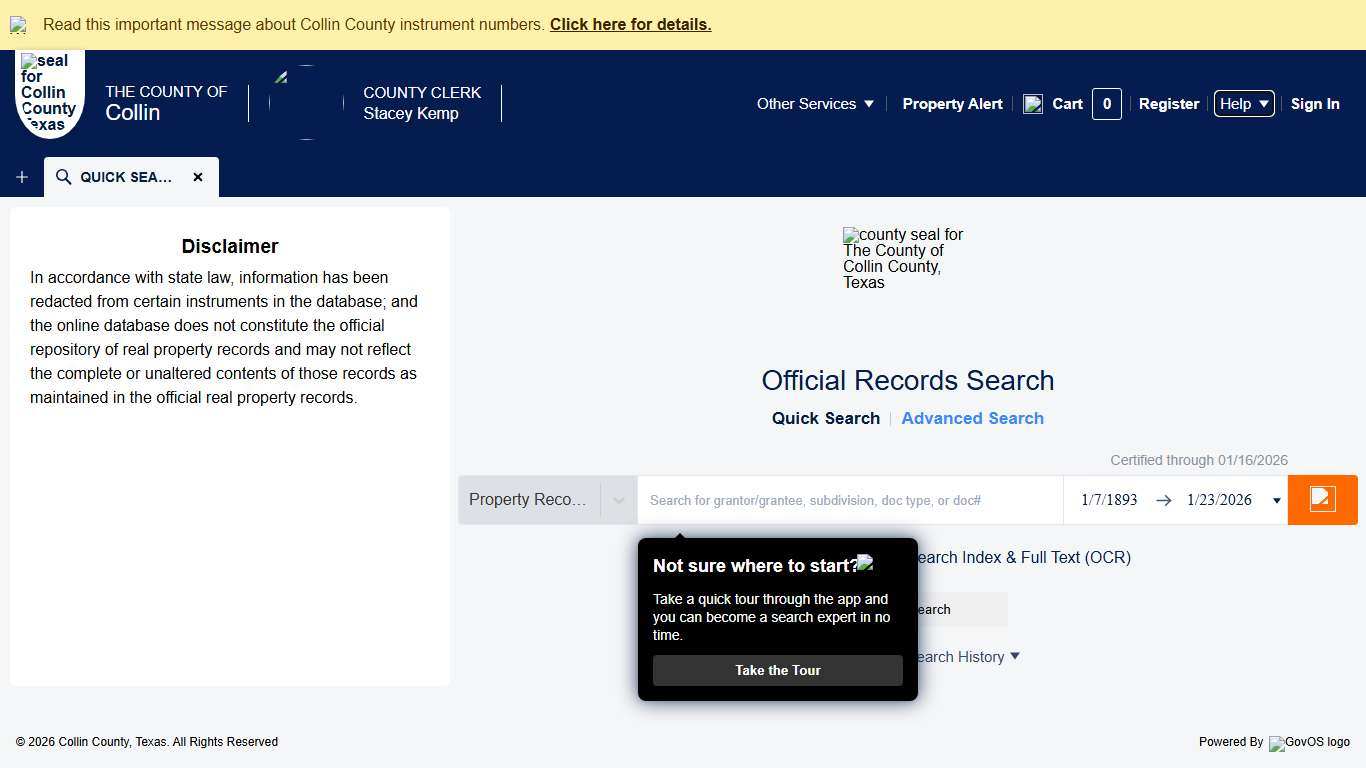 Official Record Search - Quick Search
