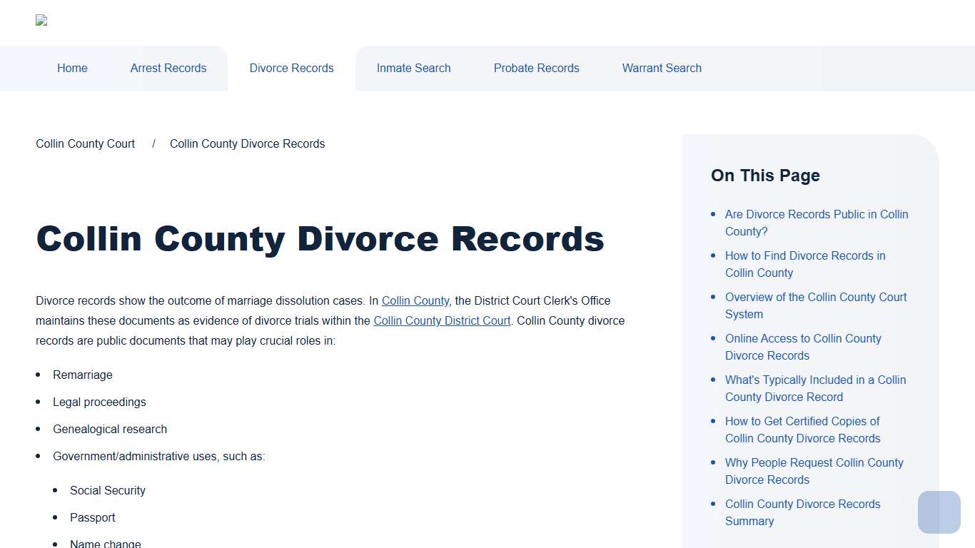 Collin County Divorce Records Search Collin County Court