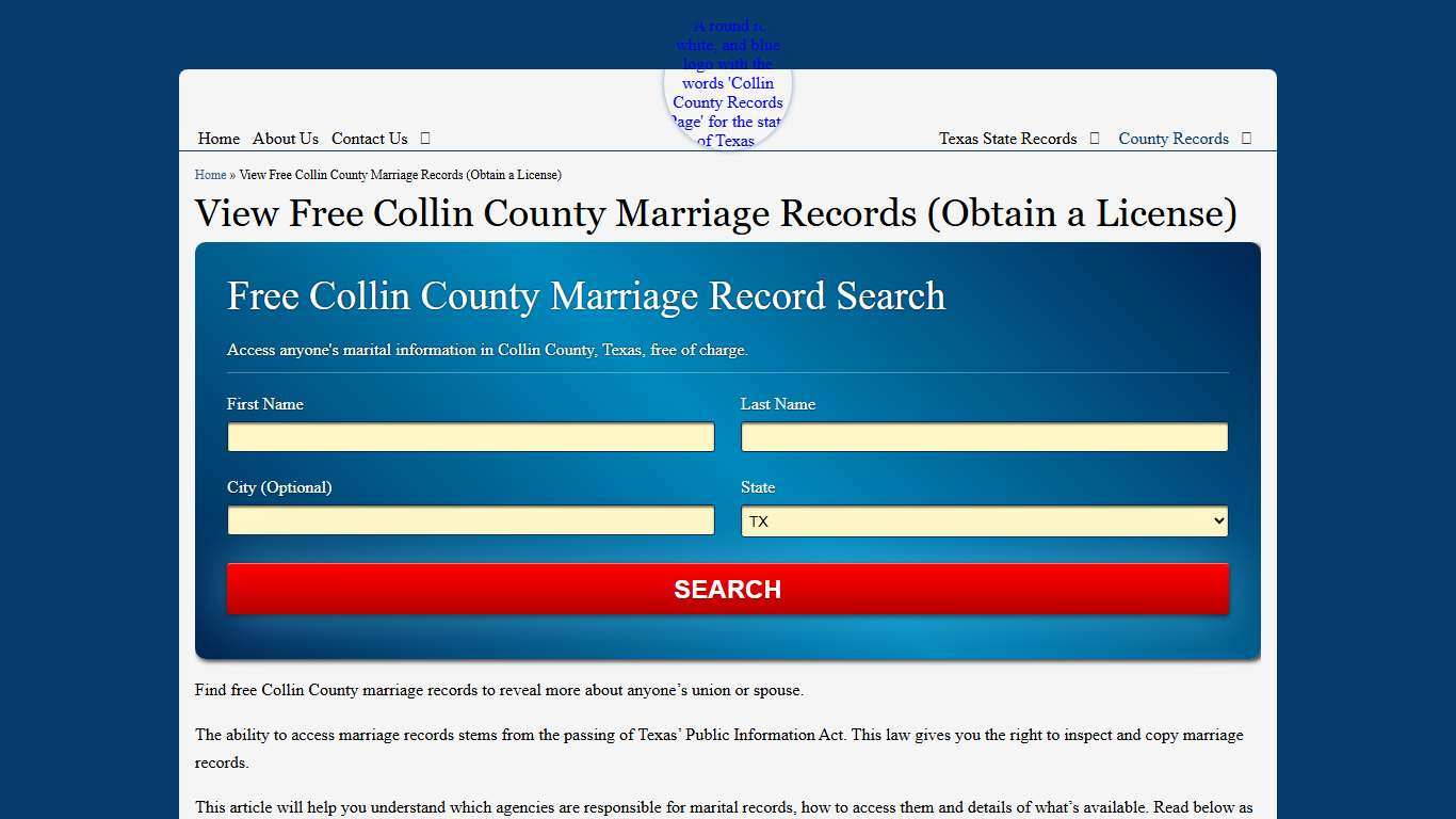 View Free Collin County Marriage Records (Obtain a License)